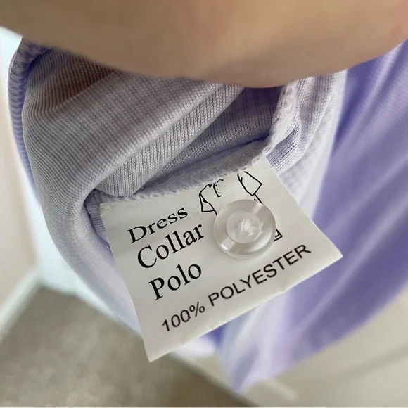 NWOT Collars & Co. Lavender Houndstooth Semi-Spread Collar Relaxed Polo Large - Picture 5 of 6